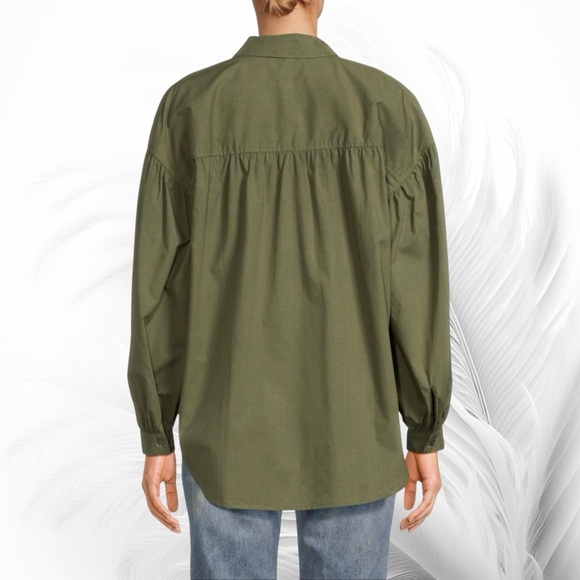 Rails ‘Janae’ High Low Button-Down Shirt in Green “Olive Smoke” Size Medium - Picture 3 of 15